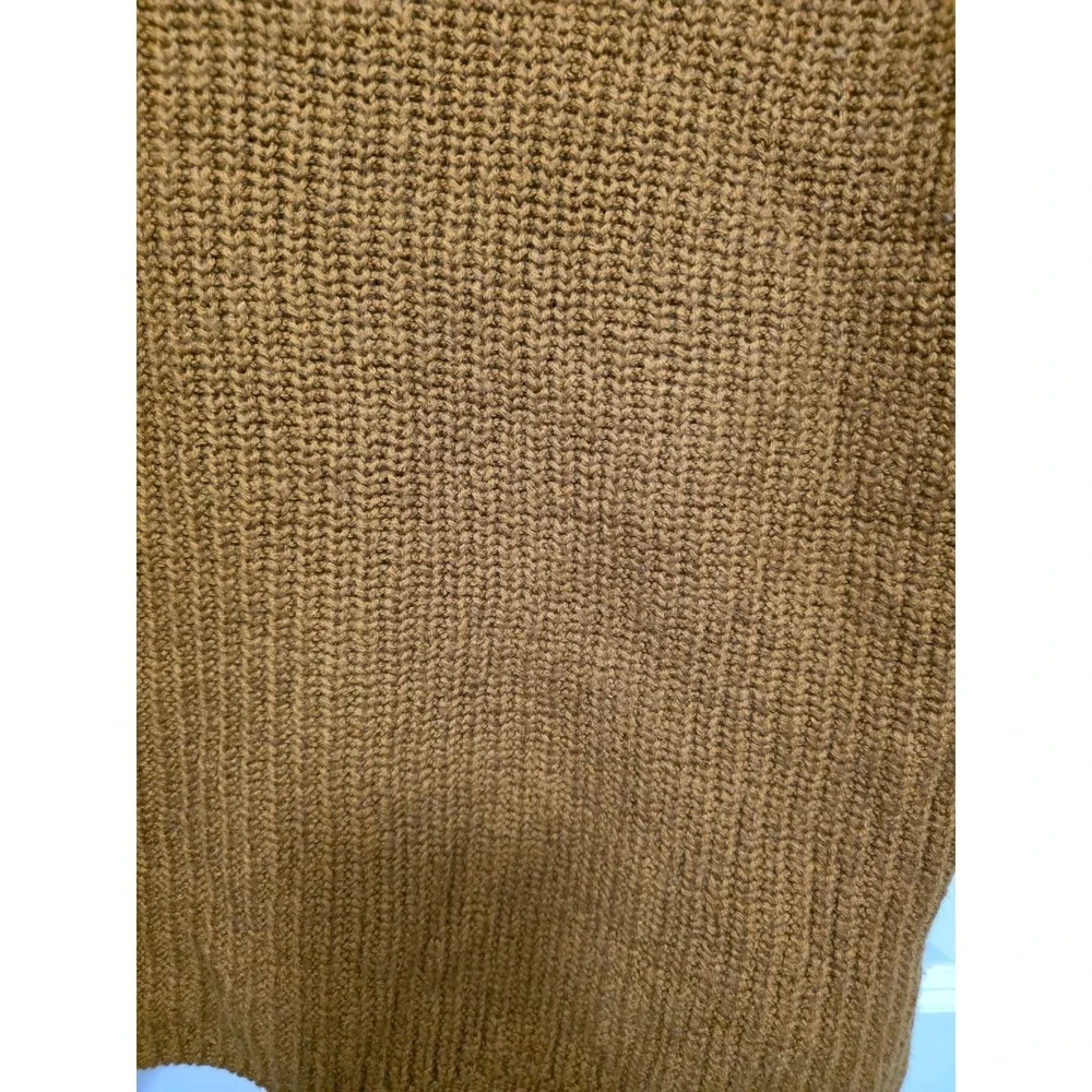 Wilfred S Mustard Yellow Ribbed Knit Turtleneck 100% Merino Wool Sweater Made In